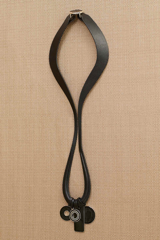 Faux Leather Ellie Neck Piece – Black