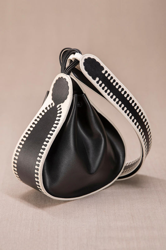 Faux Leather Nusrat Bucket Bag – Black