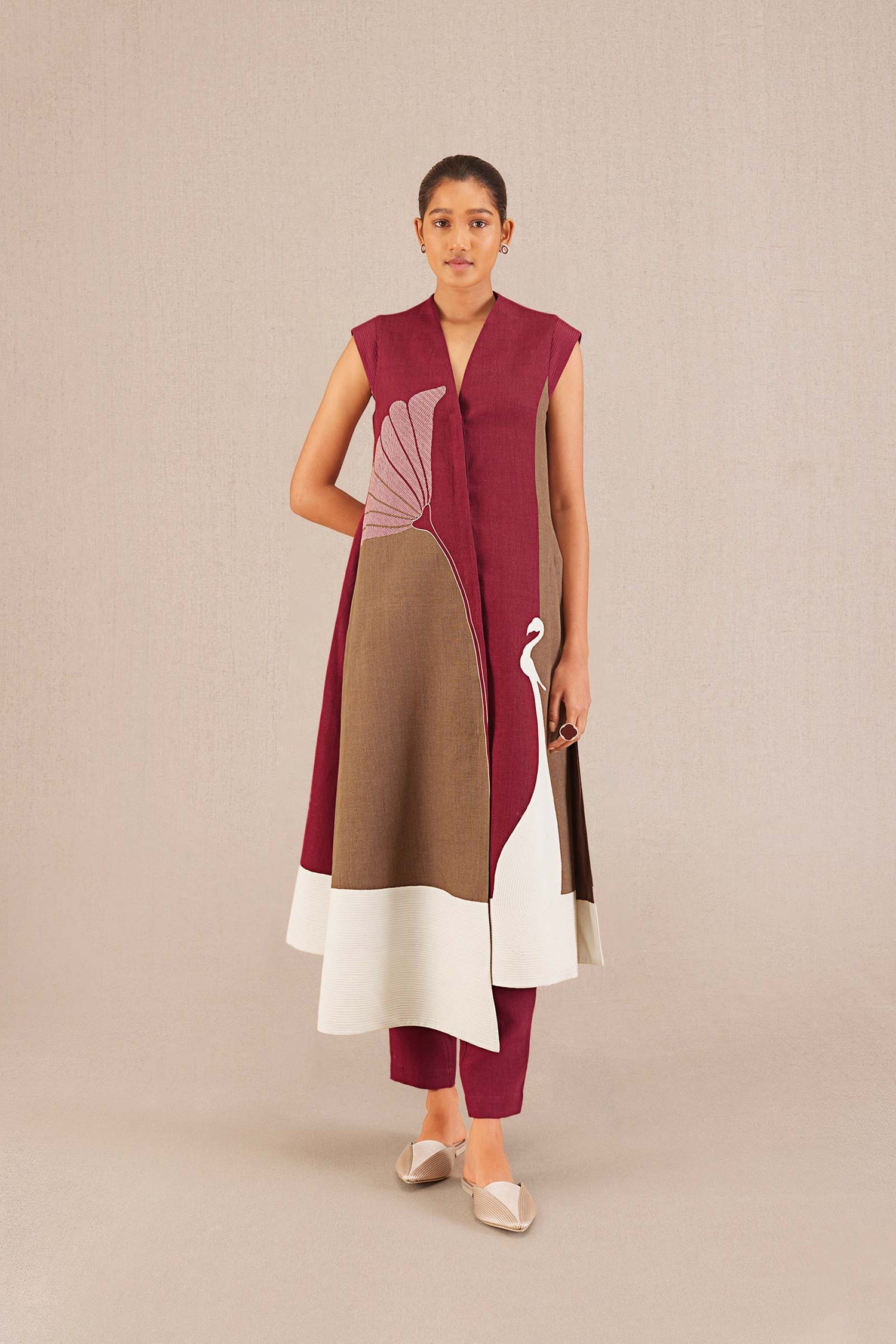 Cora Jacket Set - Wine 