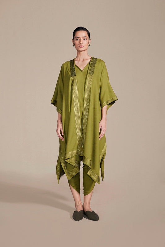 Wool Adarah Cape Set – Green