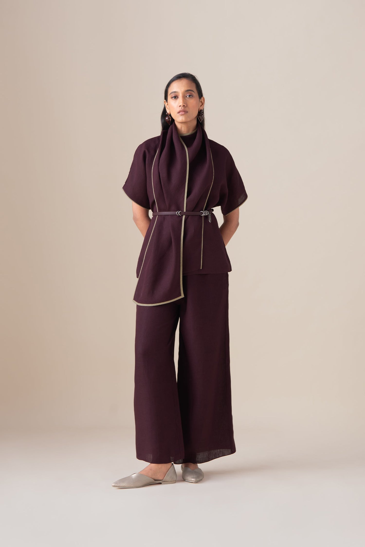  Linen Dilnami Top Set – Red