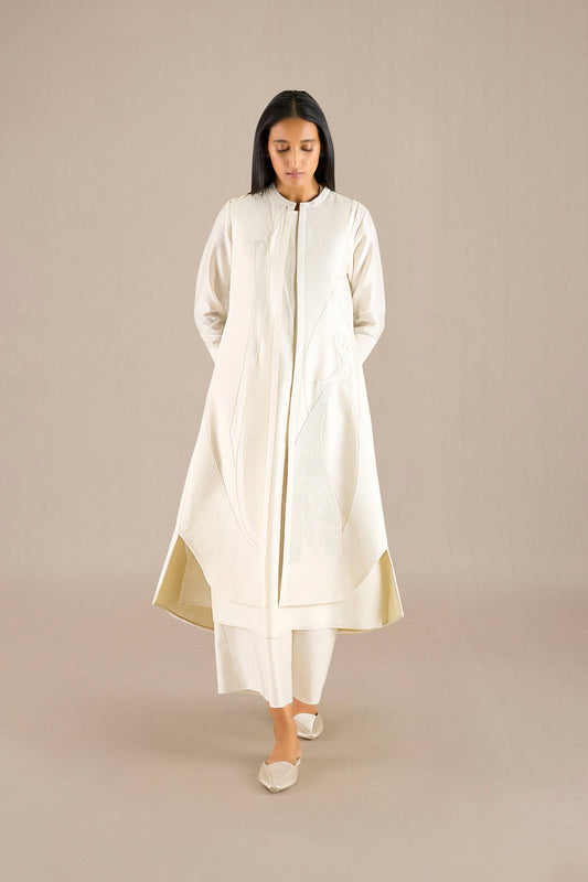 Chanderi Afza Jacket Set – Ivory