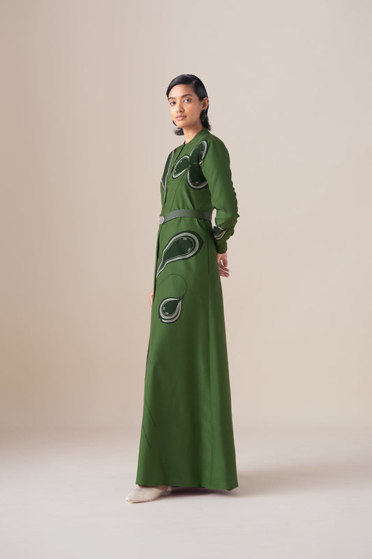 Habutai Saeeda Abaya Set – Green