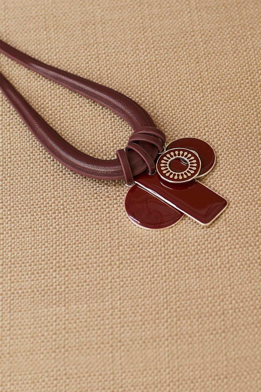Faux Leather Ellie Neck Piece – Red