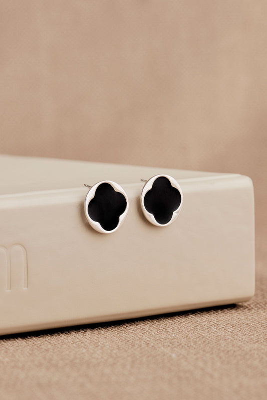 Enamel Vivienne Studs – Black