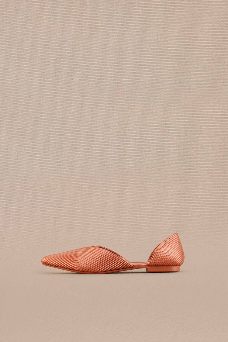 Zahra Point-toe Flats - Metallic Copper