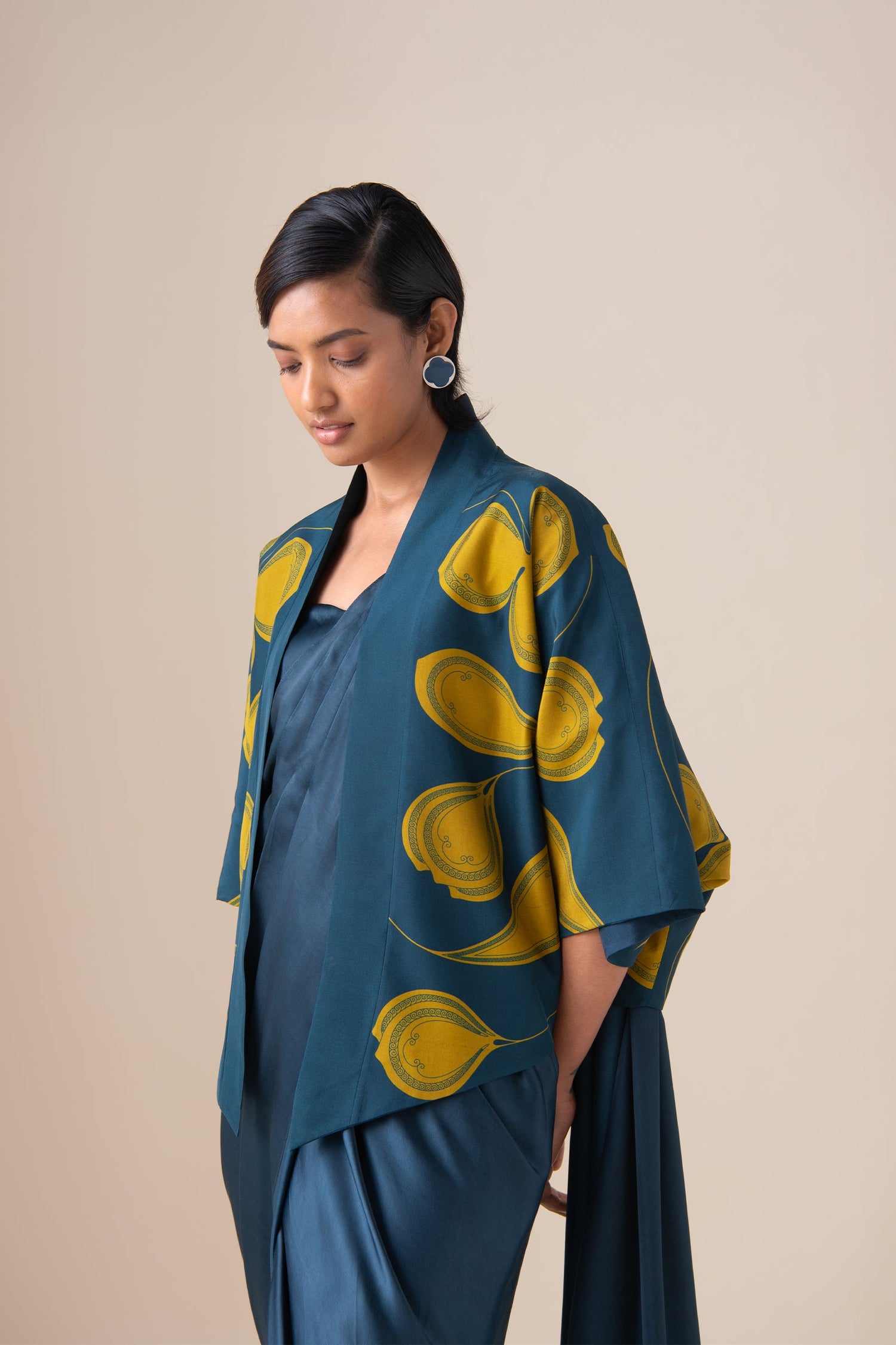  Habutai Sidra Saree Set – Blue