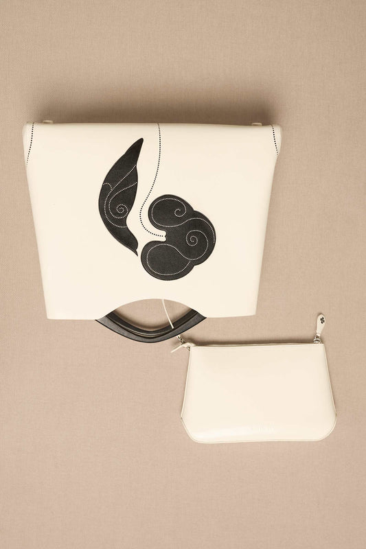 Faux Leather Dilbandi Tote Bag – Ivory