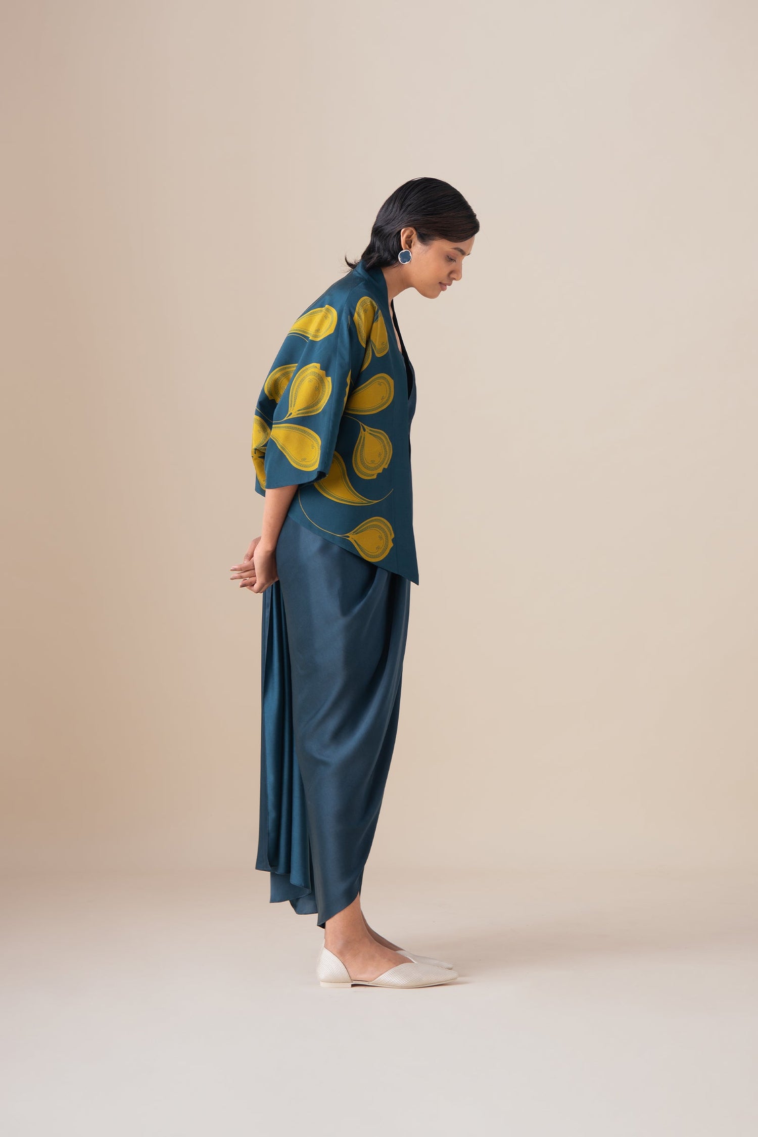  Habutai Sidra Saree Set – Blue