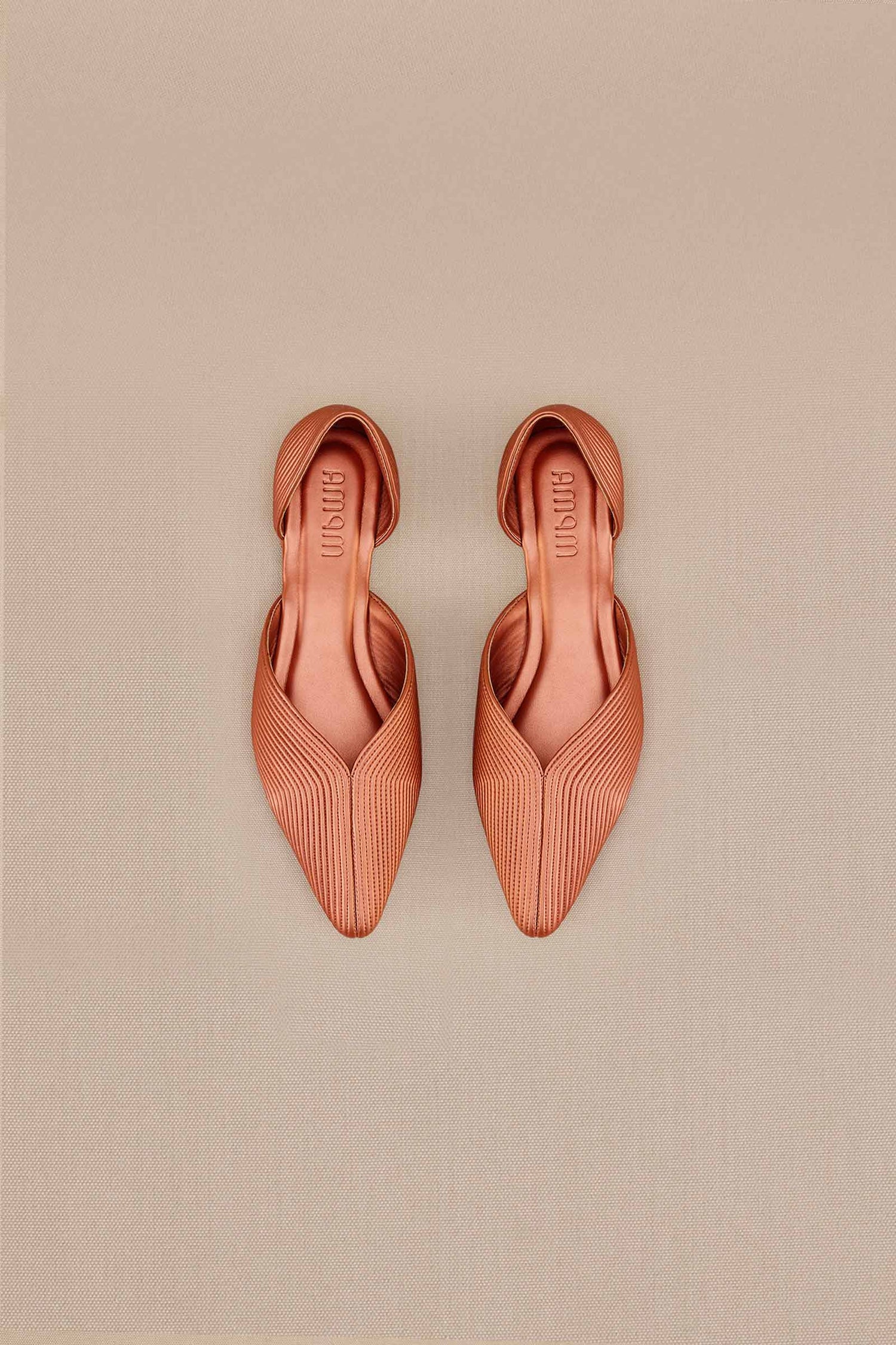 Zahra Point-toe Flats - Metallic Copper