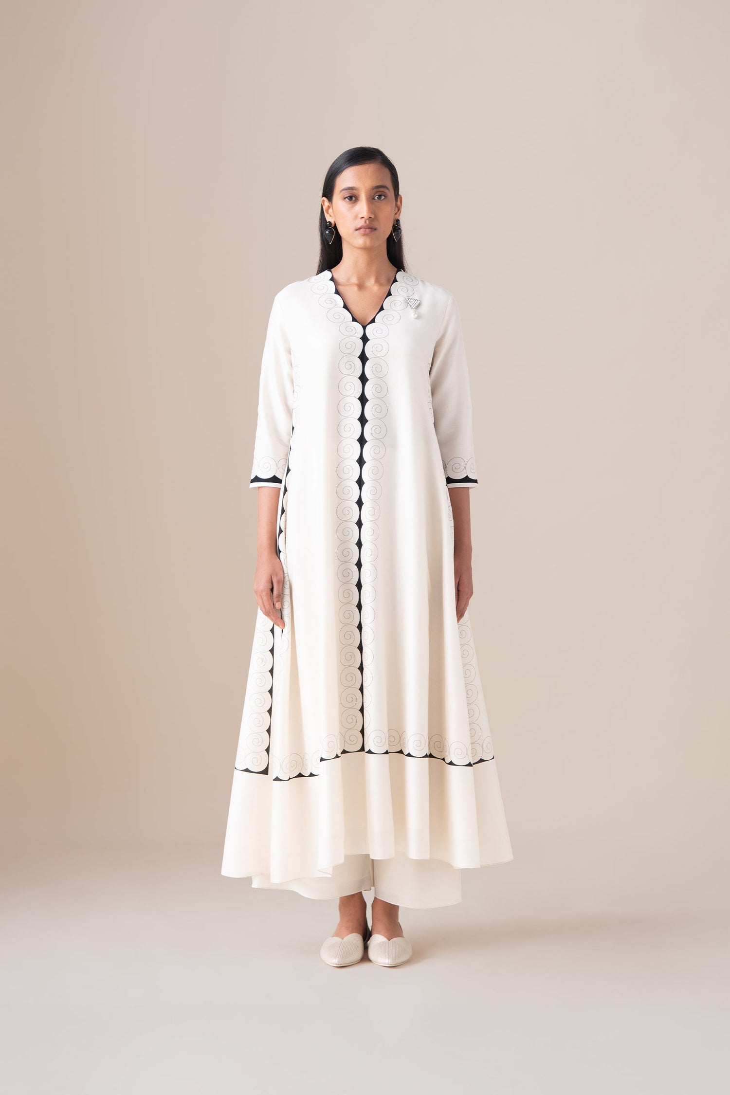  Chanderi Meher Kurta Set – Ivory