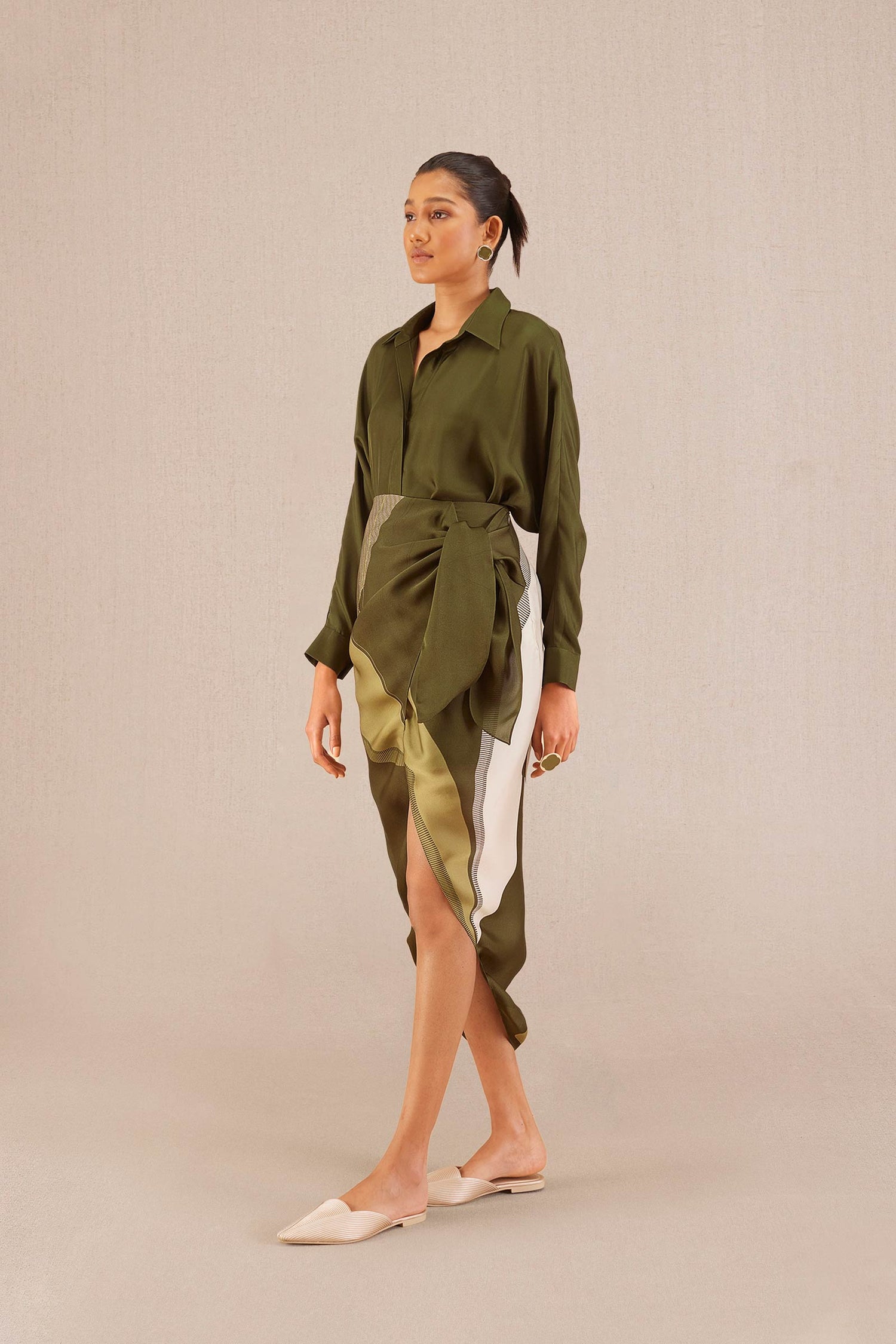 Nasreen Co Ord Set - Olive 
