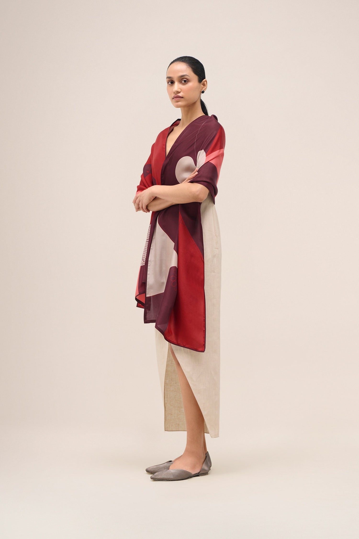  Silk Shabgul Scarf – Red