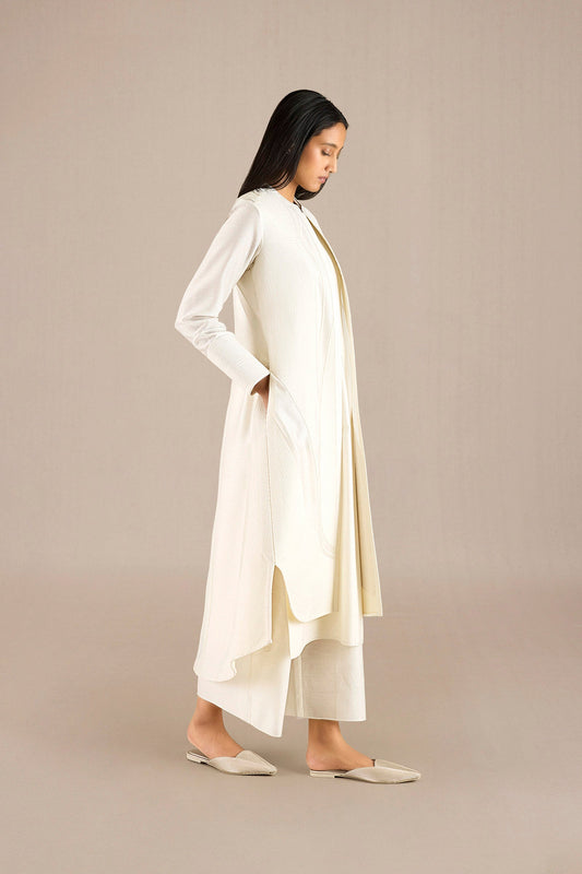 Chanderi Afza Jacket Set – Ivory