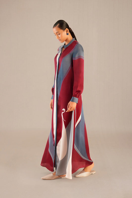 Organza Zaib Abaya – Red
