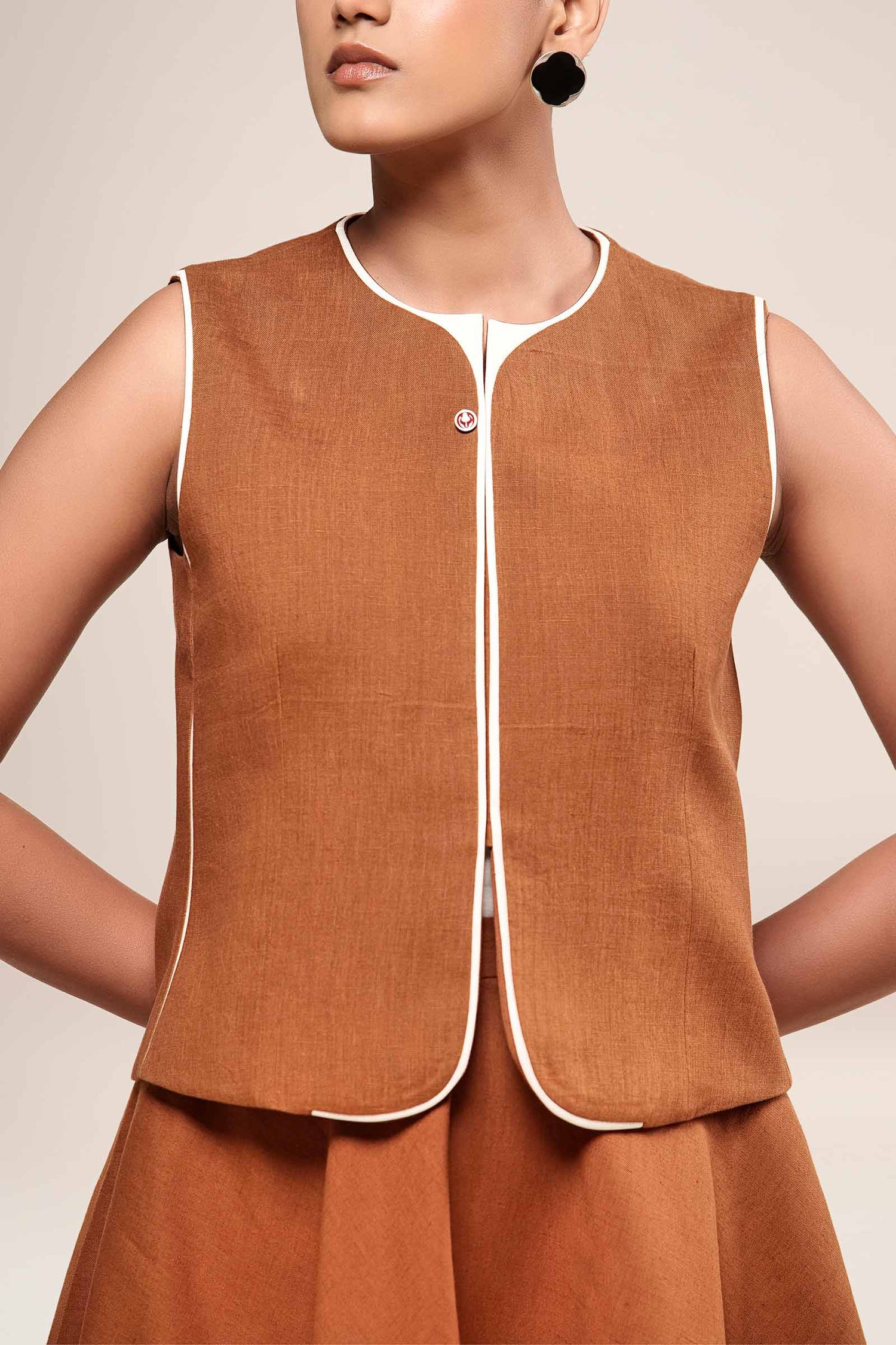  Linen Rumi Waistcoat – Beige
