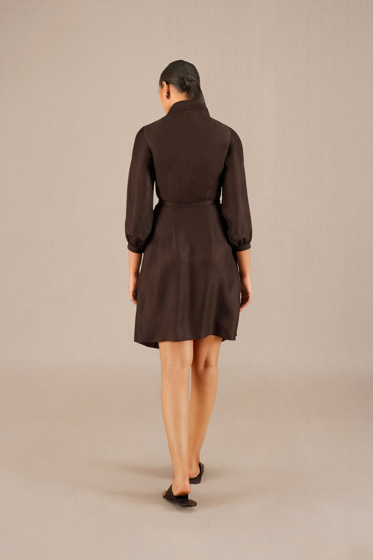 Neesa Short Dress  - Dark Brown