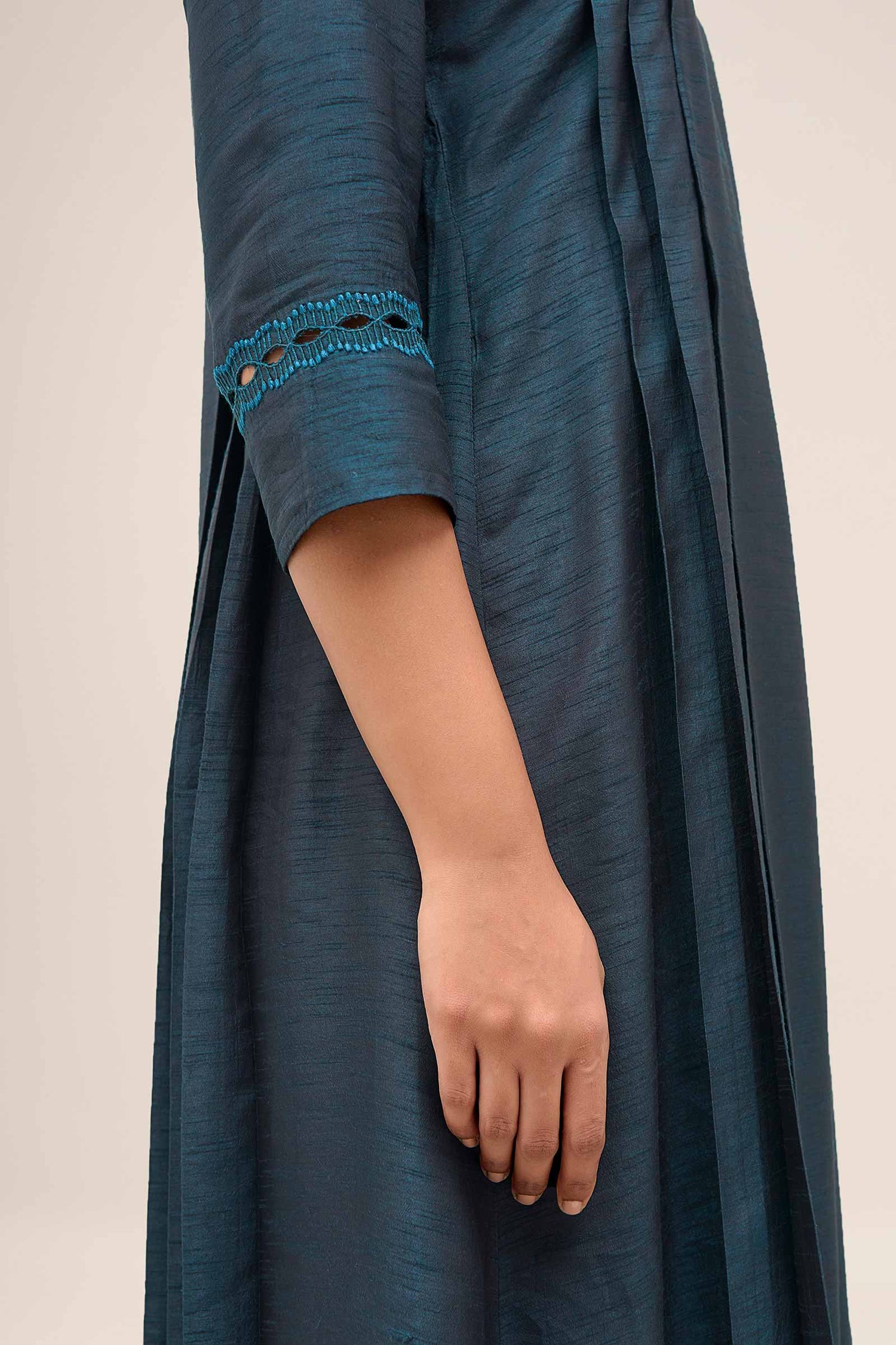  Chanderi Safira Kurta Set – Blue
