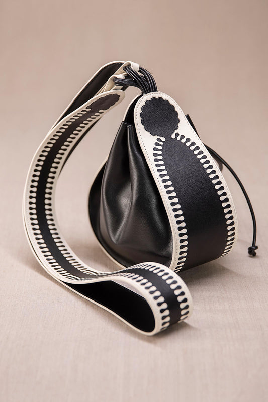 Faux Leather Nusrat Bucket Bag – Black