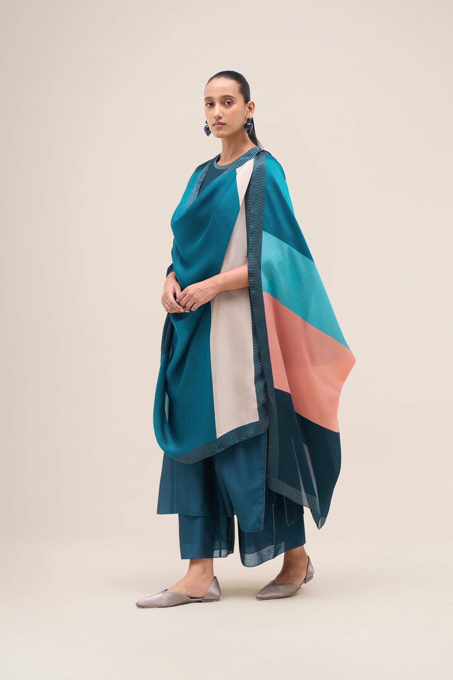  Chanderi Shiloh Kurta Set – Blue