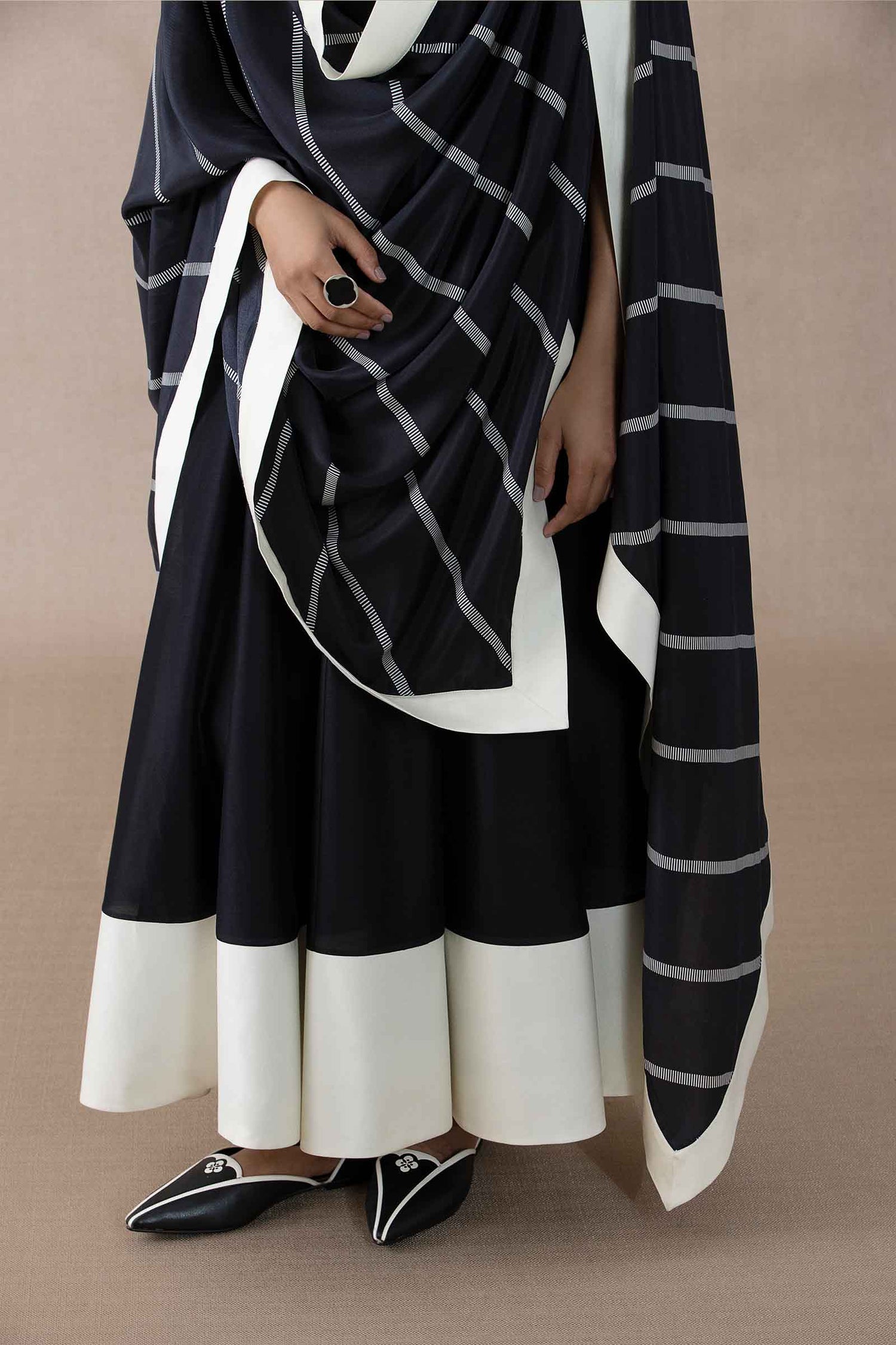 Chanderi Afeesa Anarkali Set – Black