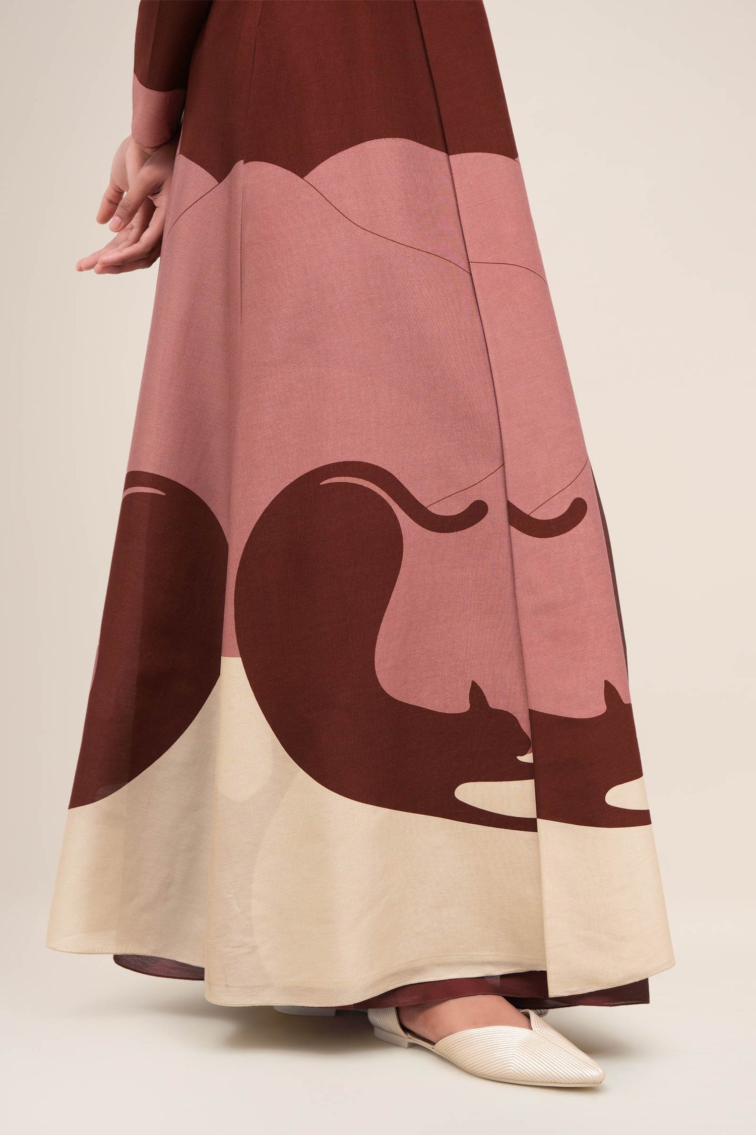  Chanderi Ghubar Abaya Set – Red