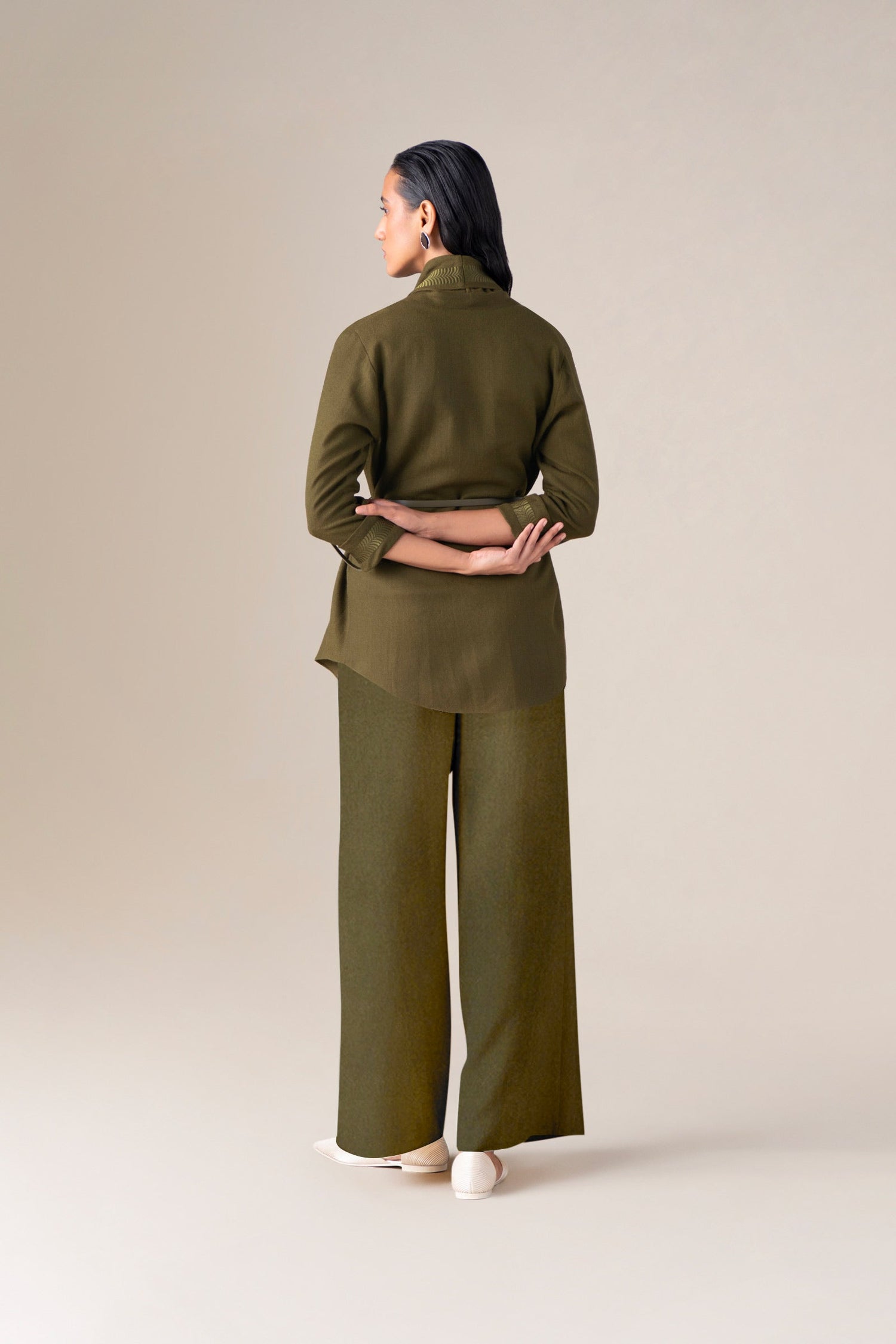  Wool Samiah Cape – Green