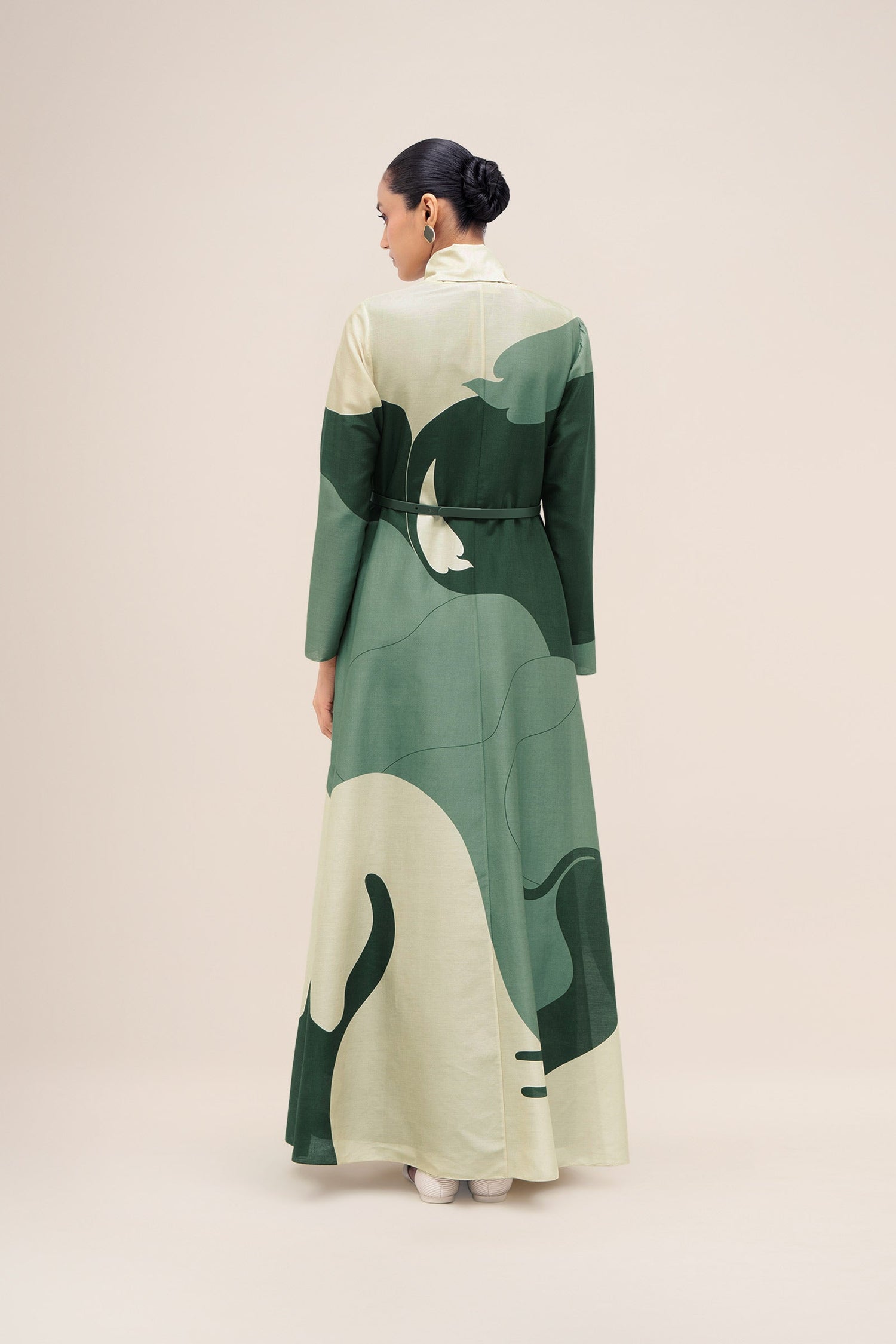  Chanderi Ghubar Abaya Set – Green