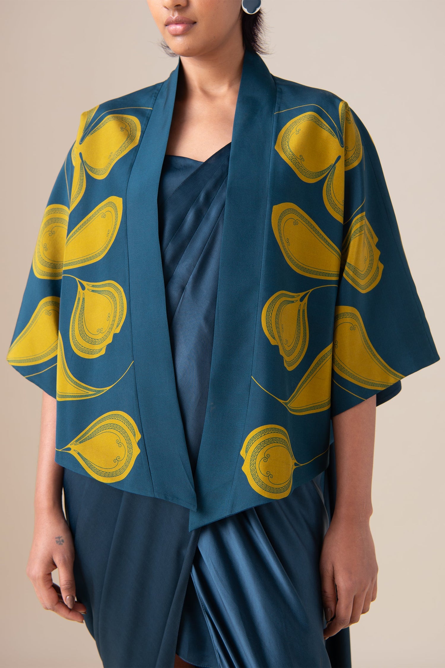  Habutai Sidra Saree Set – Blue