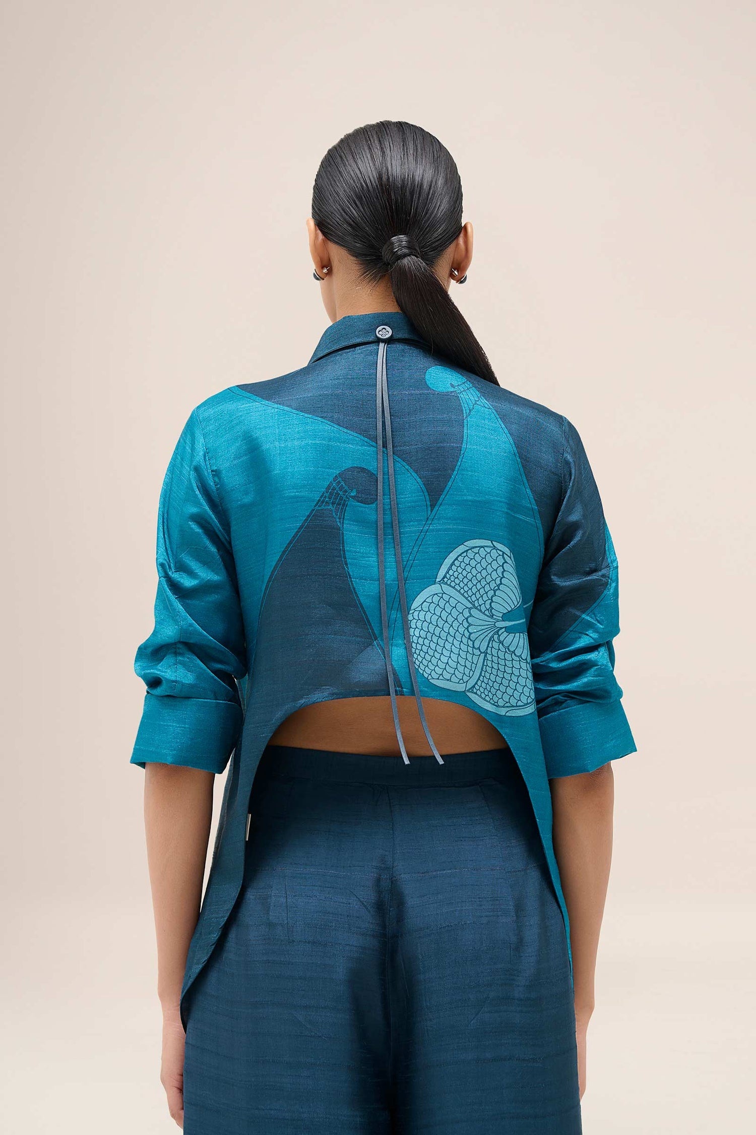 Silk Arwa Shirt Set – Blue