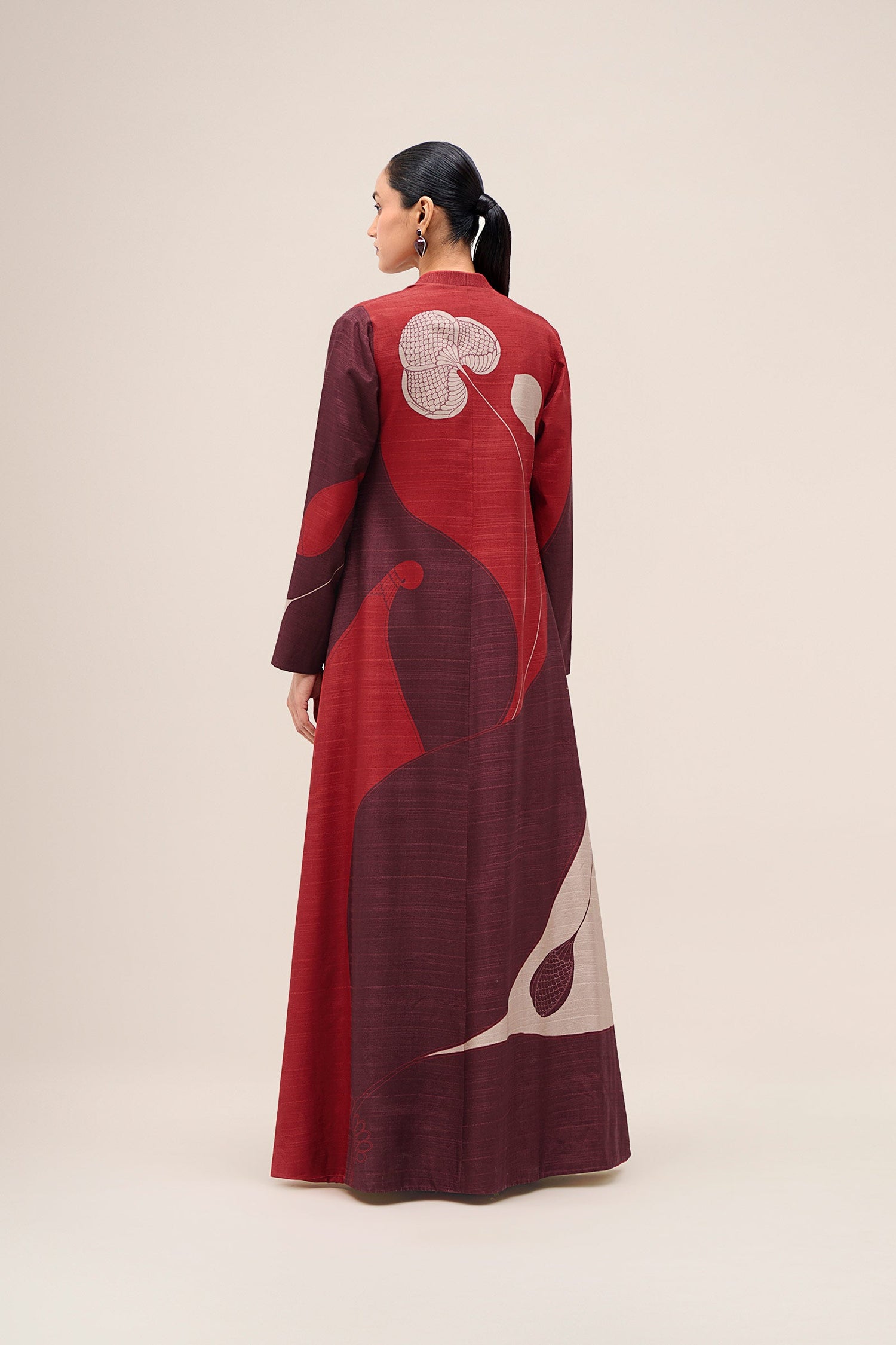  Silk Naaz Abaya Set – Red