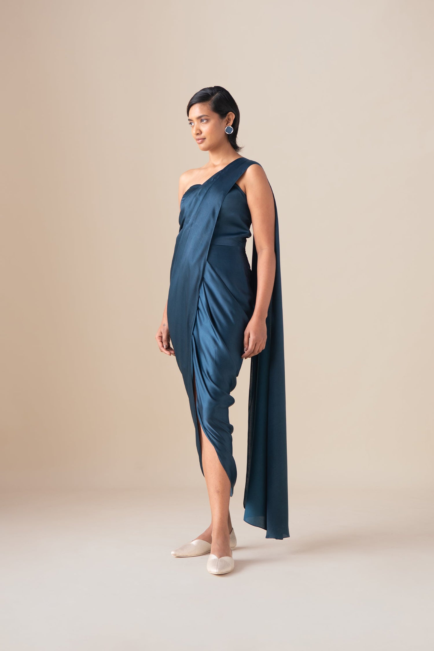  Habutai Sidra Saree Set – Blue