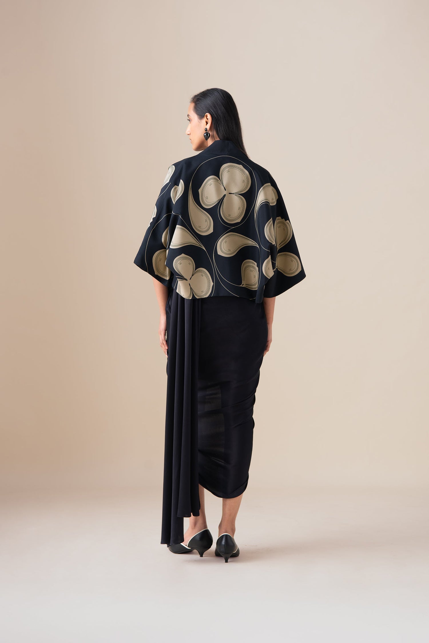  Habutai Sidra Saree Set – Black