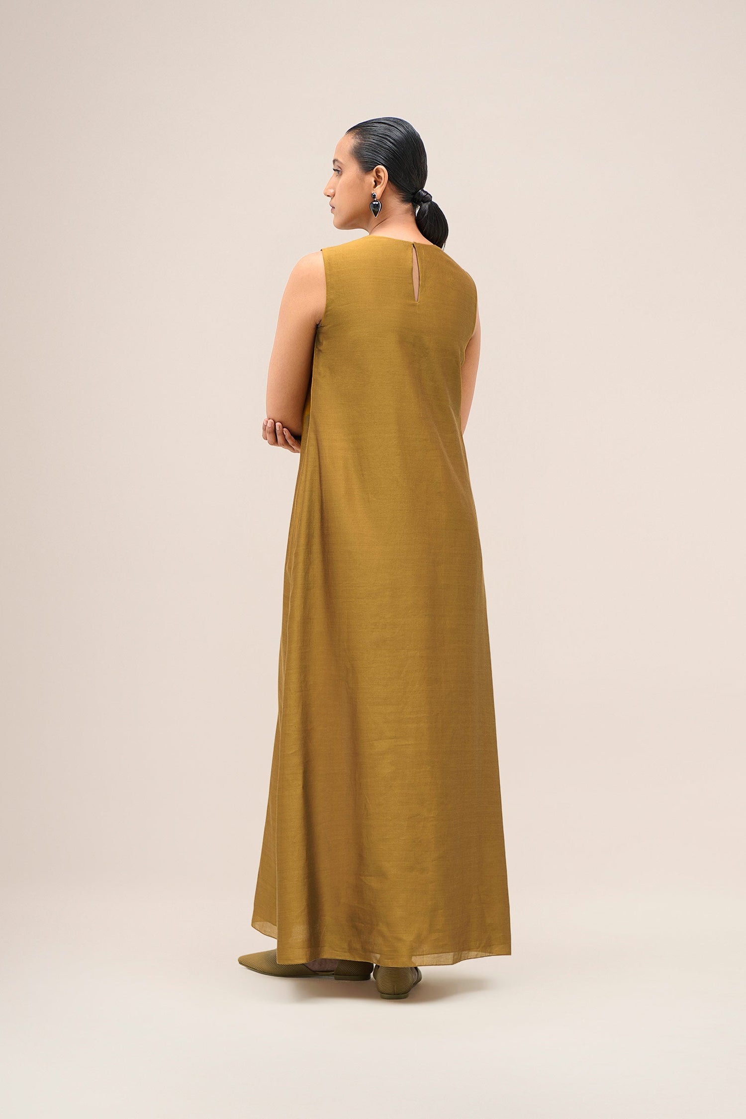  Chanderi Shabana Abaya Set – Yellow