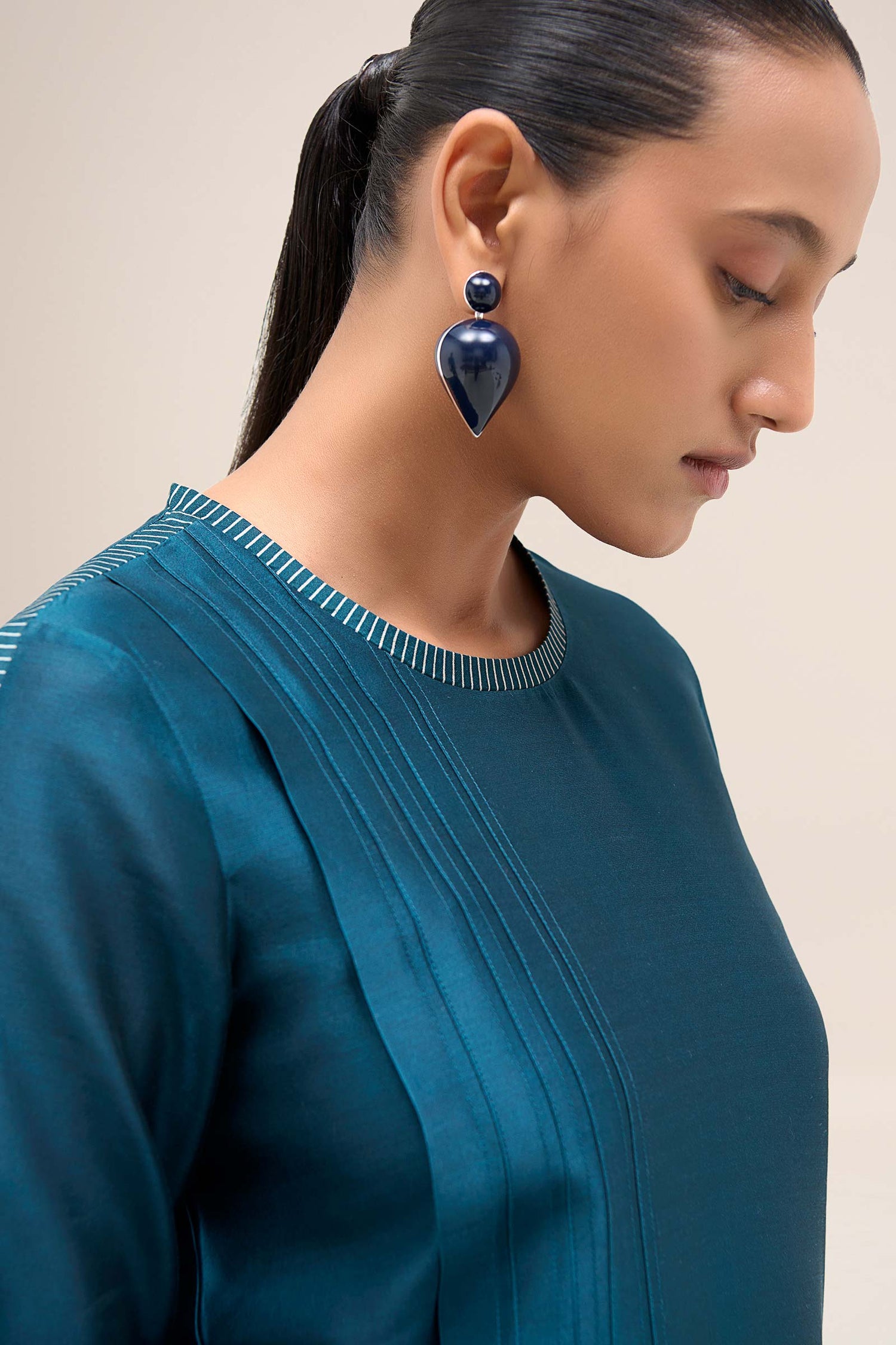  Chanderi Shiloh Kurta Set – Blue