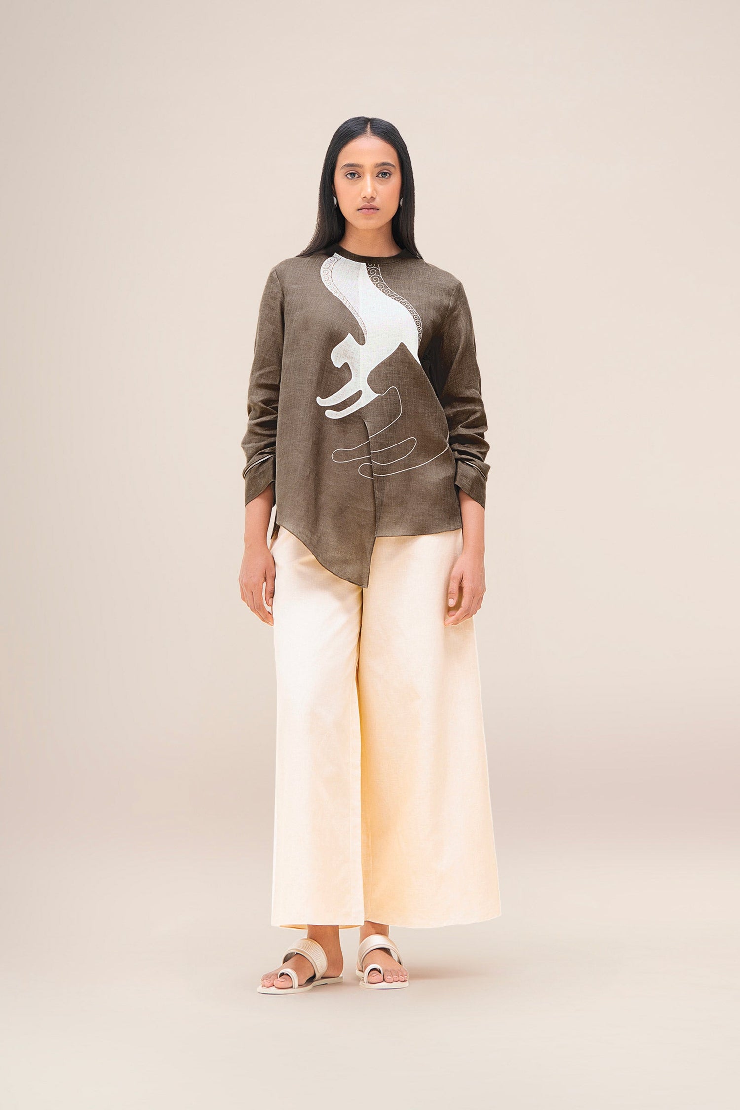  Linen Aquila Top Set – Brown