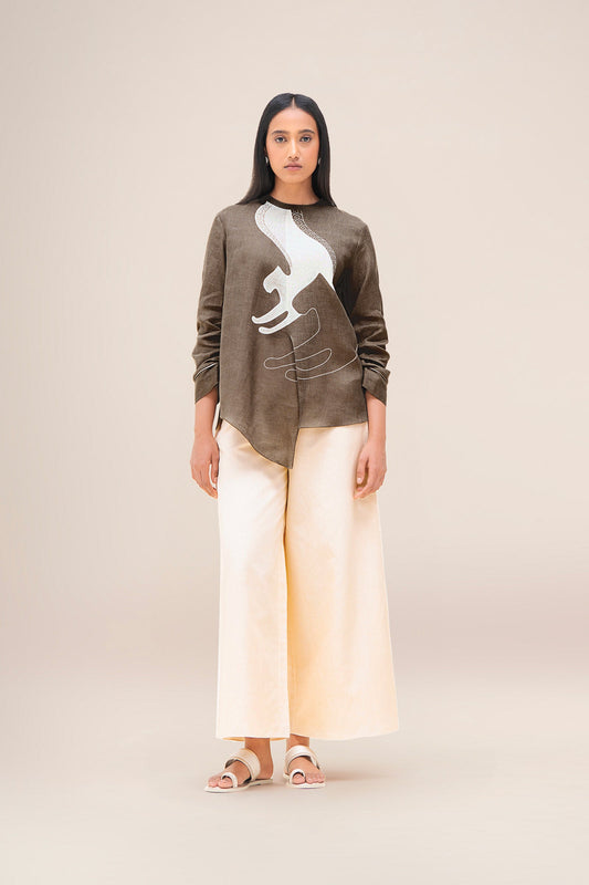 Linen Aquila Top Set – Brown