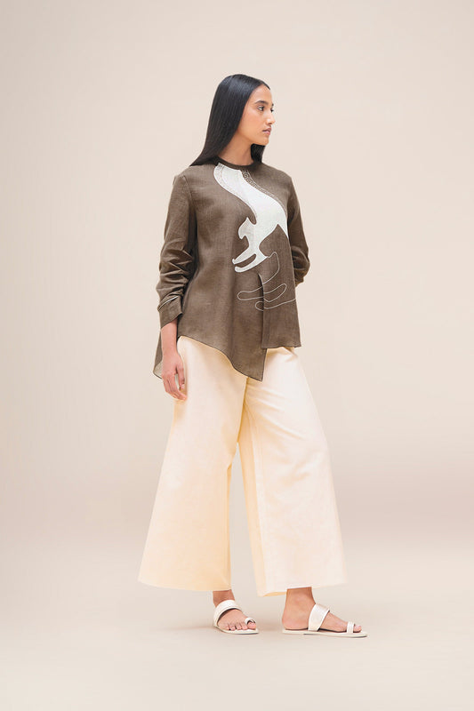 Linen Aquila Top Set – Brown