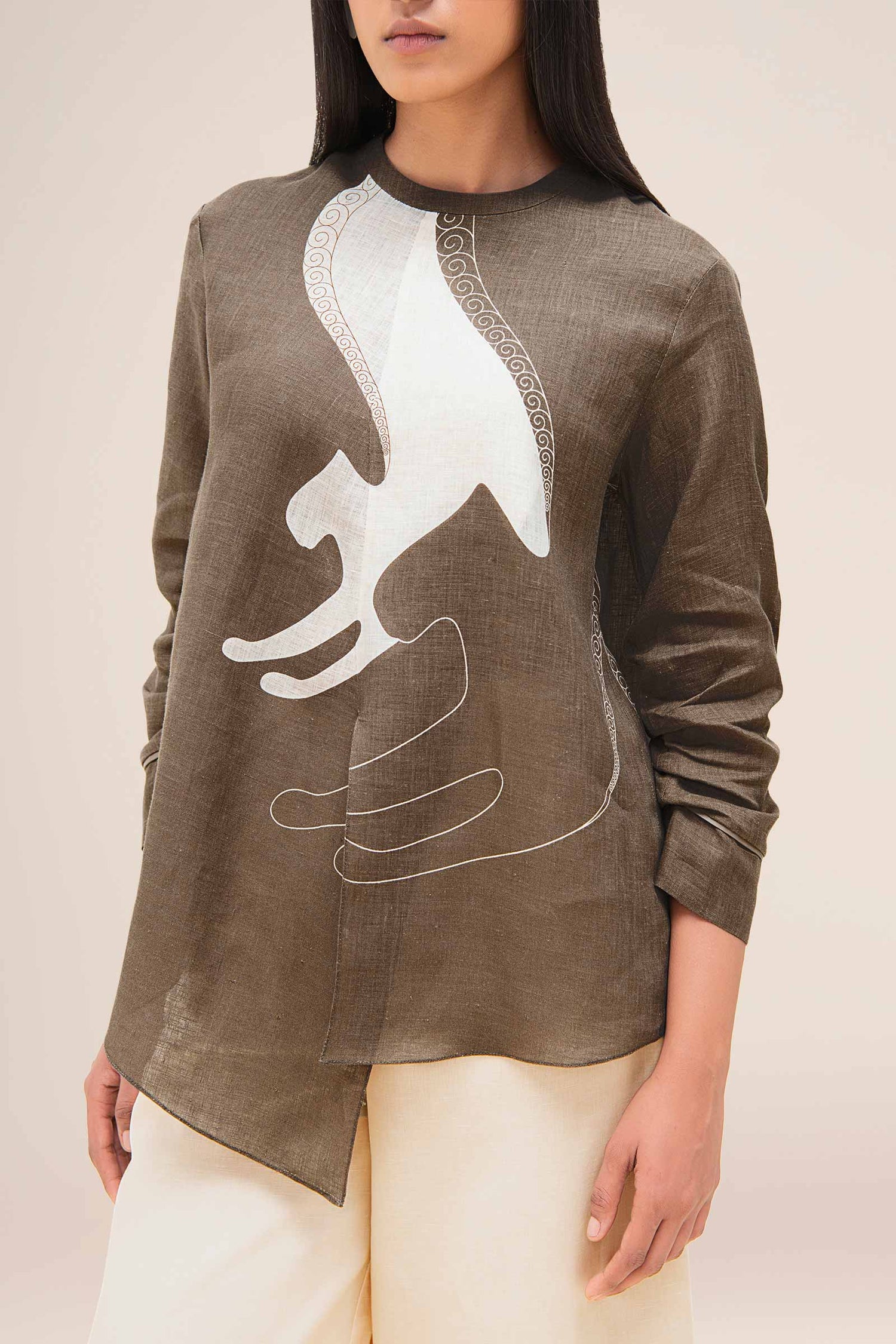  Linen Aquila Top Set – Brown