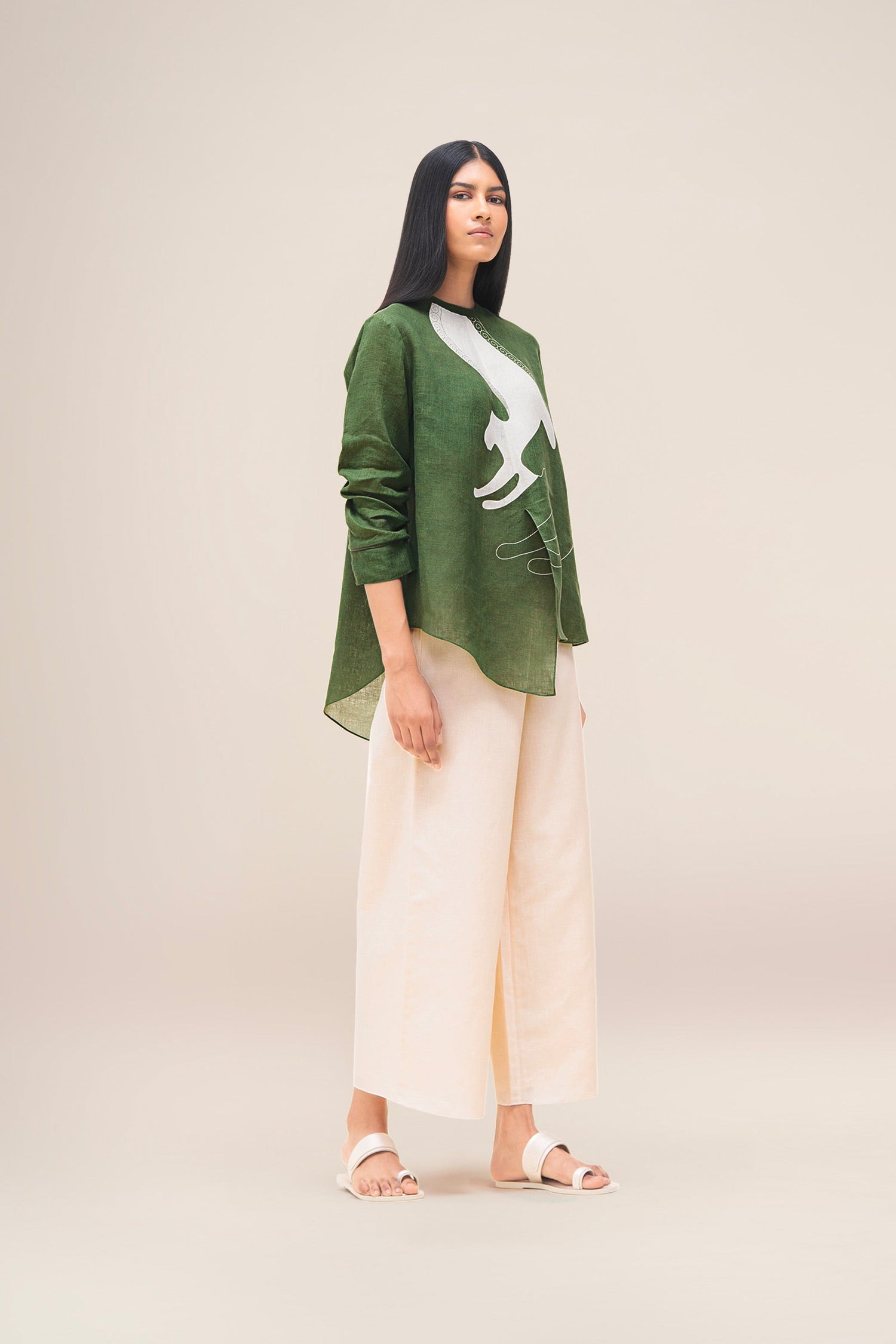  Linen Aquila Top Set – Green