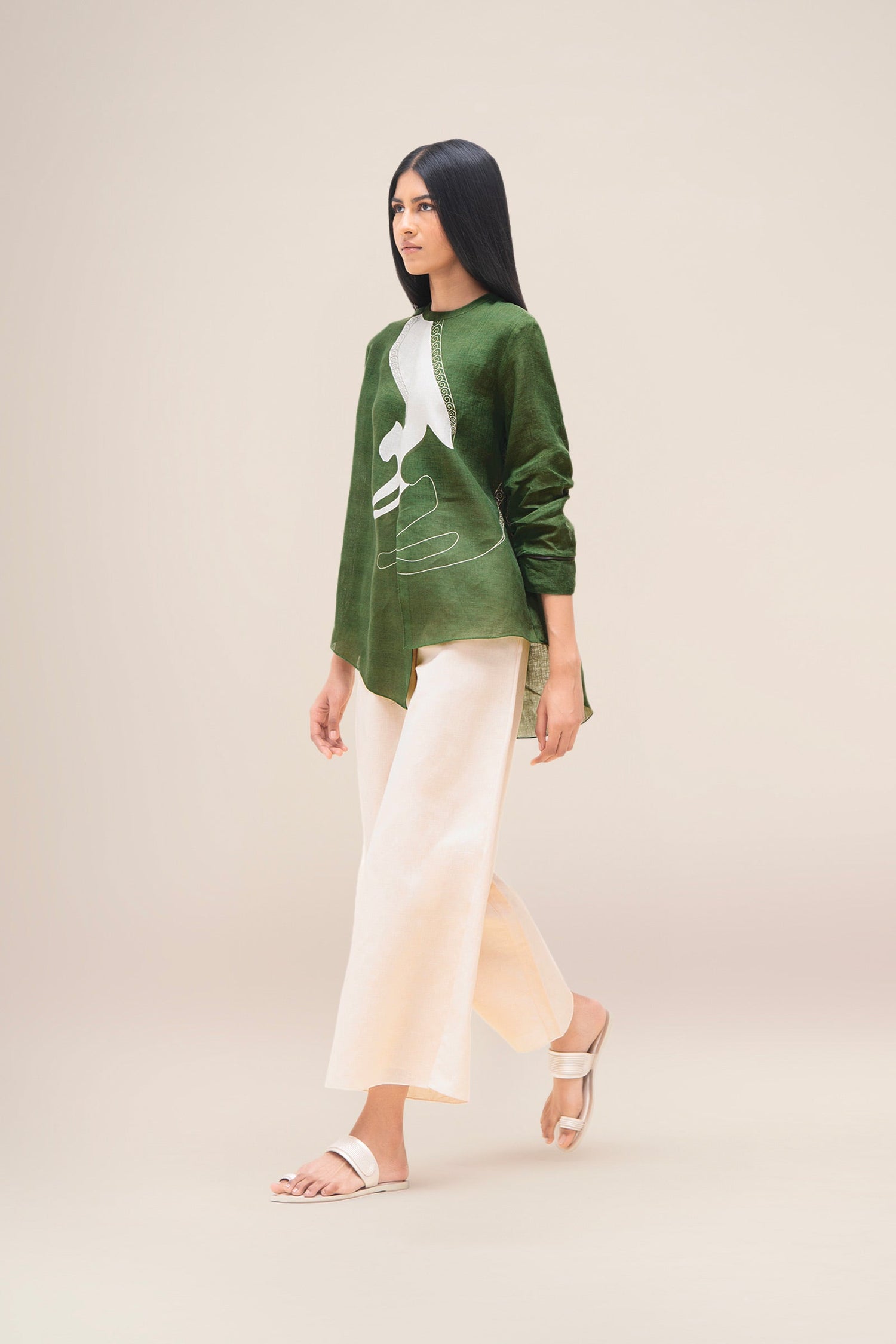  Linen Aquila Top Set – Green