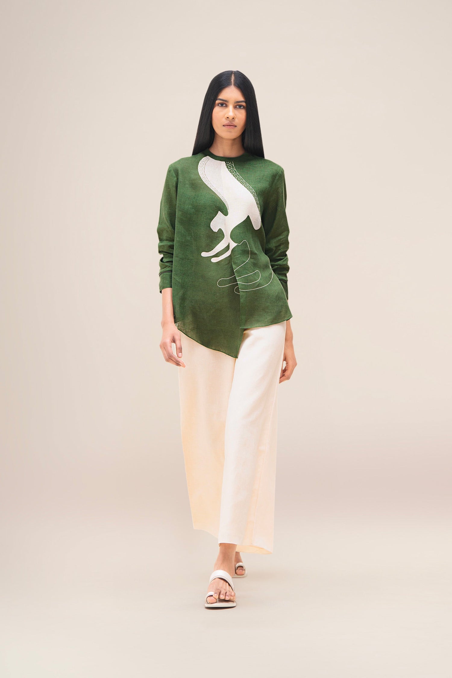  Linen Aquila Top Set – Green