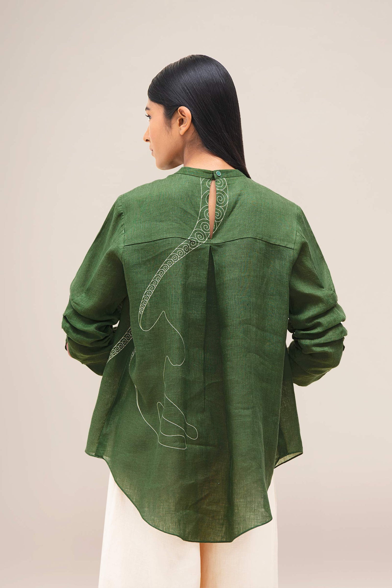  Linen Aquila Top Set – Green