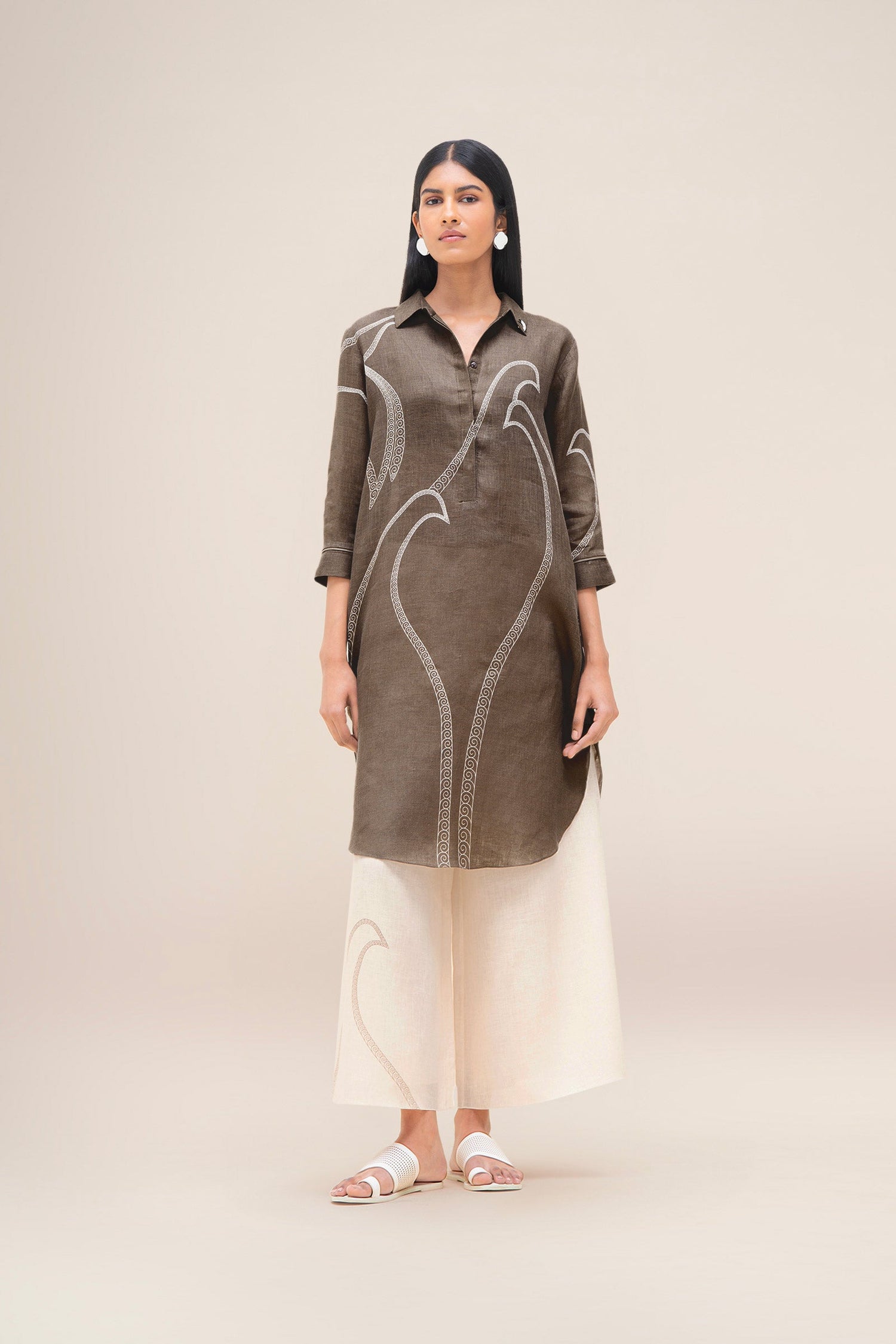  Linen Yuhina Tunic Set – Brown