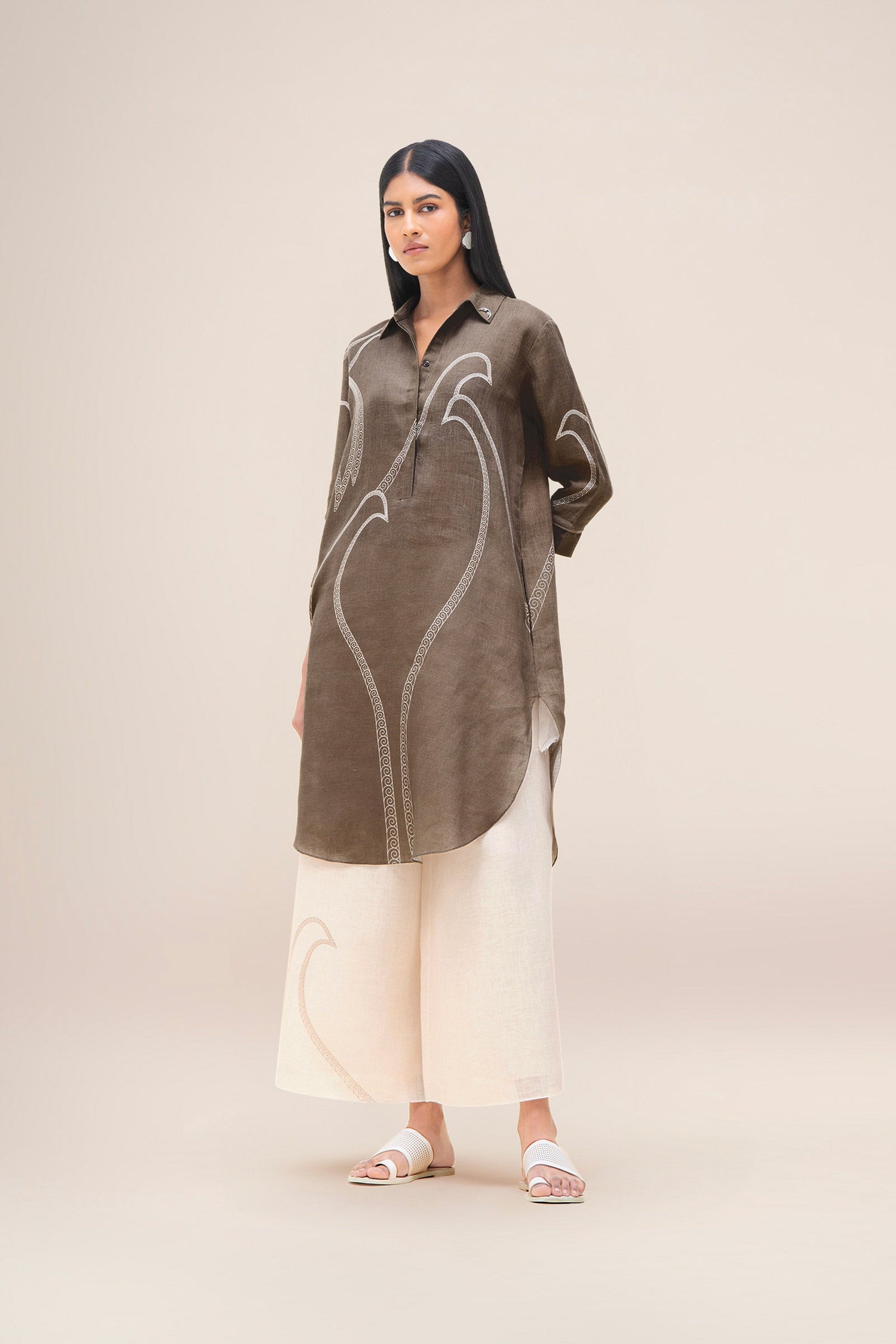  Linen Yuhina Tunic Set – Brown