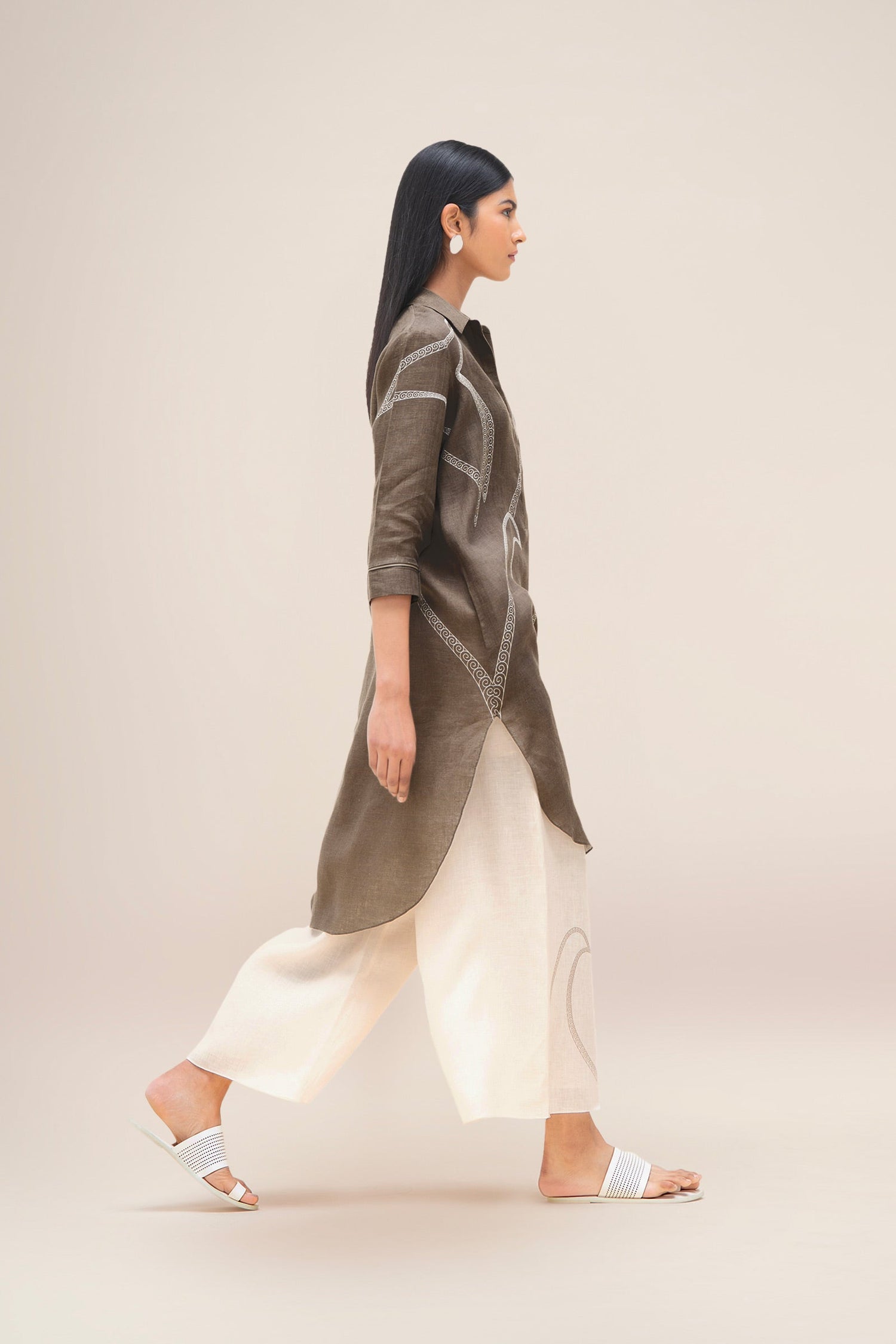  Linen Yuhina Tunic Set – Brown