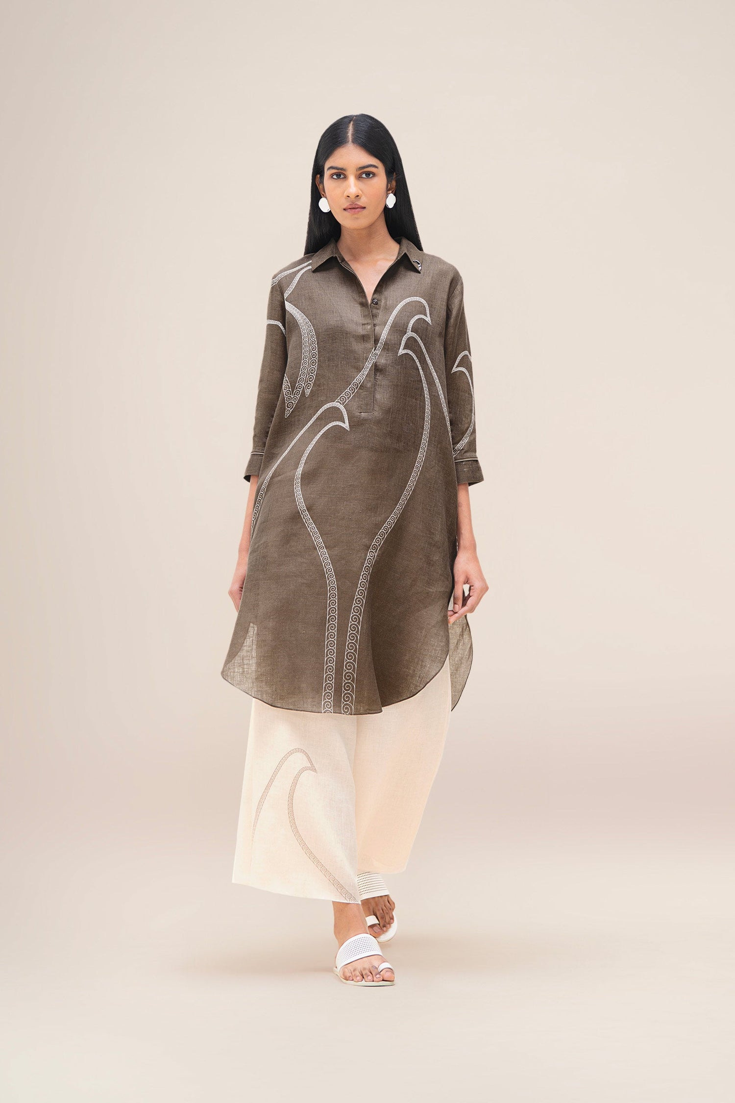  Linen Yuhina Tunic Set – Brown