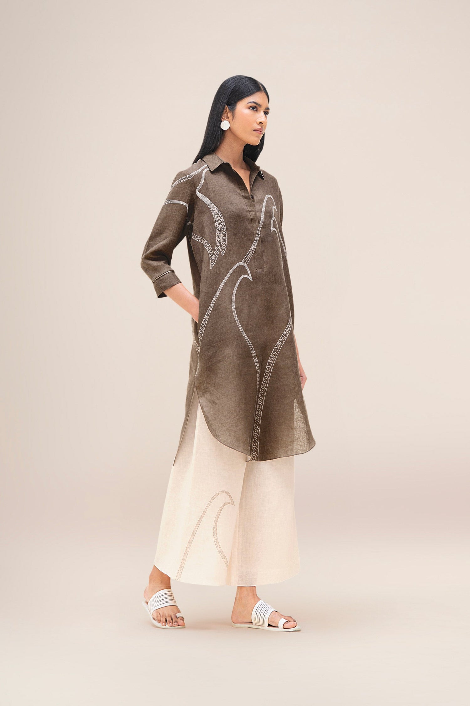  Linen Yuhina Tunic Set – Brown