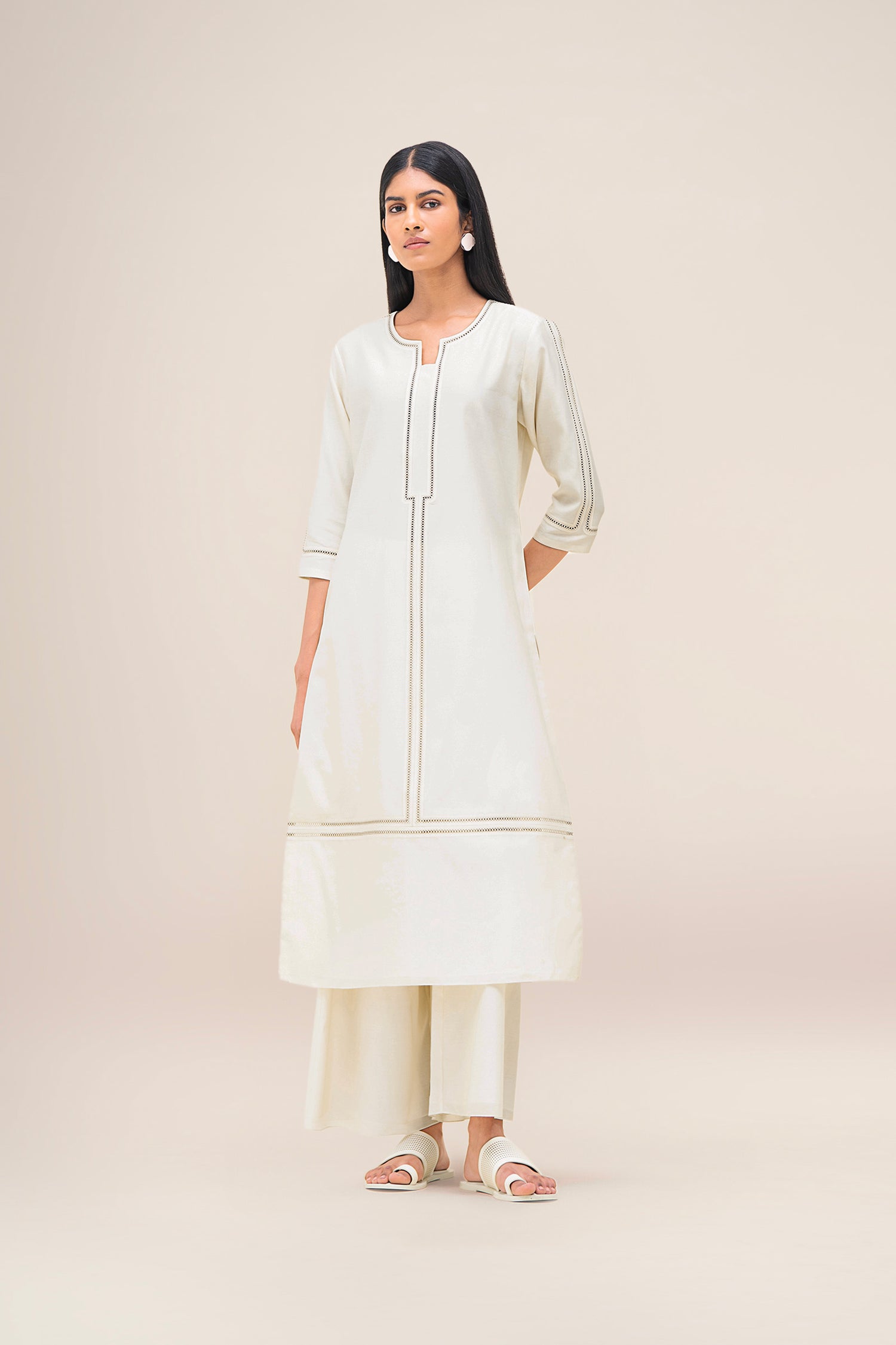  Chanderi Aranya Kurta Set – Ivory