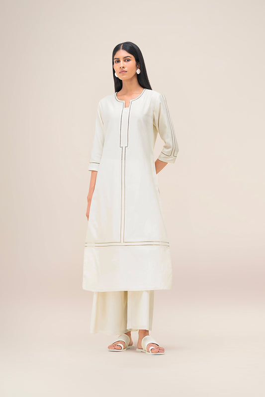 Chanderi Aranya Kurta Set – Ivory